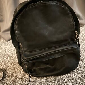 Black Leather Men's Backpack